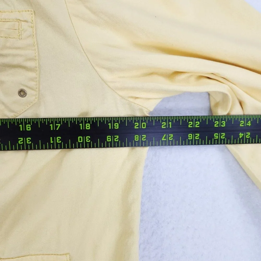 Chicos Jacket Women 1 Yellow 8 3/4 Sleeve Utility Full Zip Lightweight Spring